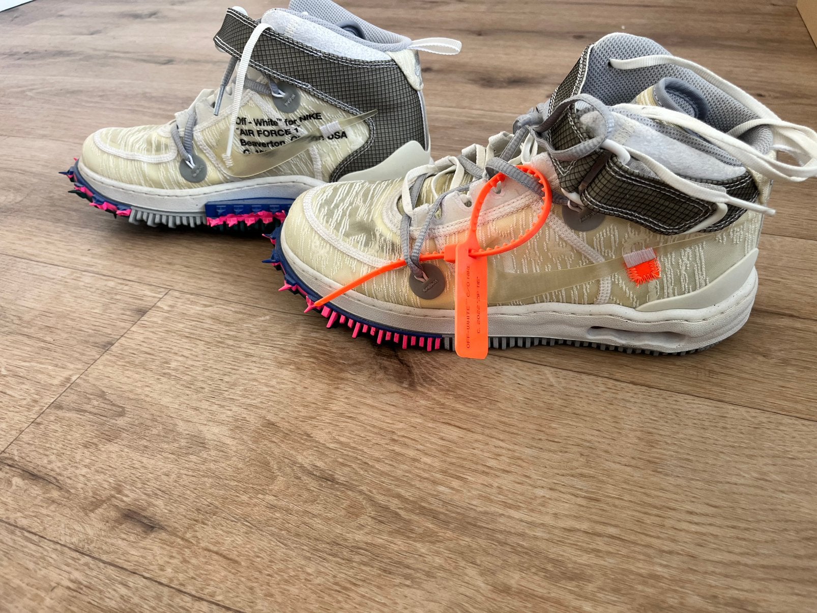 Nike Air Force 1 Mid Off-White Clear White, Kleding | Heren, Schoenen, Gedragen, Sneakers of Gympen, Overige kleuren, Ophalen