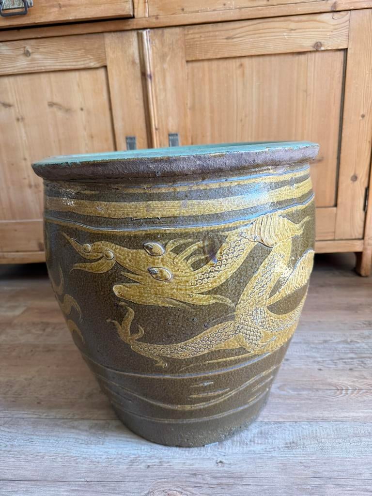 Prachtige originele aardewerken Chinese drakenpot/eierpot 1, Ophalen