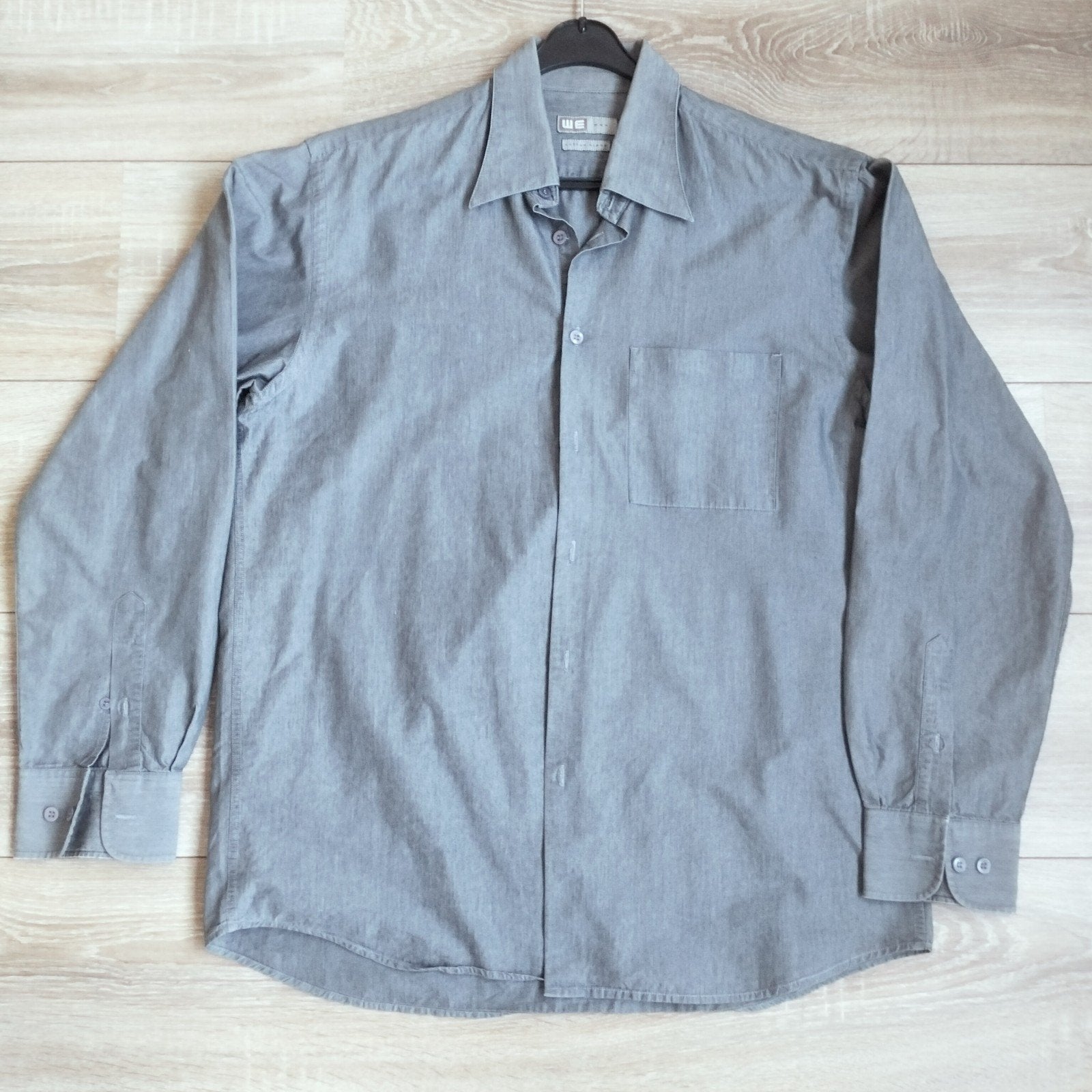 WE grijs overhemd lange mouwen cotton blend mt 41 in nette s, WE, Ophalen of Verzenden, Halswijdte 41/42 (L), Grijs