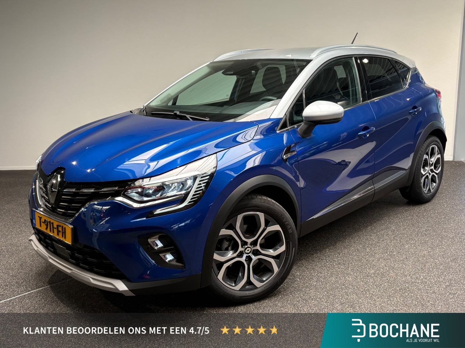 Renault Captur 1.6 E-Tech full hybrid 145 techno | Camera |C, Gebruikt, Blauw, Leder en Stof, Bedrijf