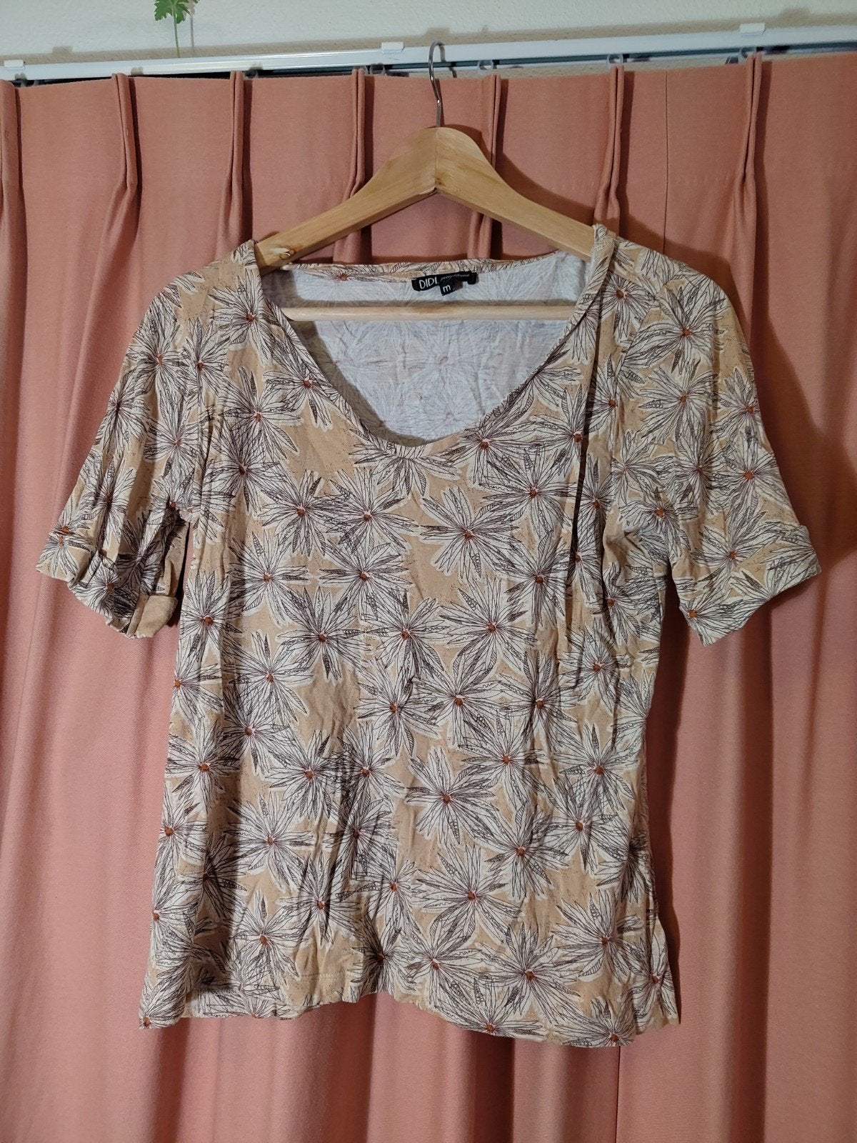 DIDI Dames T-shirt met bloemenprint - Maat M, Kleding | Dames, Maat 38/40 (M), Beige, DIDI, Ophalen of Verzenden