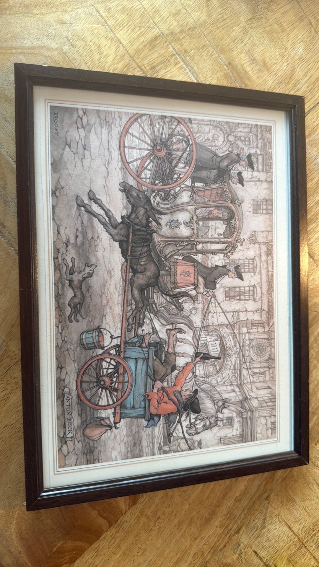 Anton Pieck, Ophalen, Schilderij, Gemengde techniek, Handgemaakt
