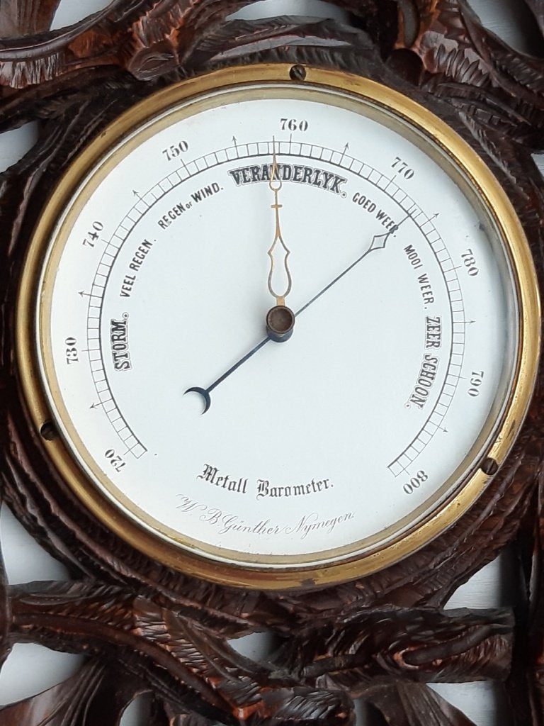ANTIEKE BAROMETER 19e eeuw(+/_1870) ANEROïDE DOE EEN BOD!!, Ophalen of Verzenden, Gebruikt, Barometer