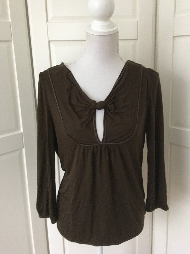 Bruuns Bazaar knoopdetail longsleeve top,maat S (valt als M), Bruin, Ophalen of Verzenden, Lange mouw, Bruuns Bazaar