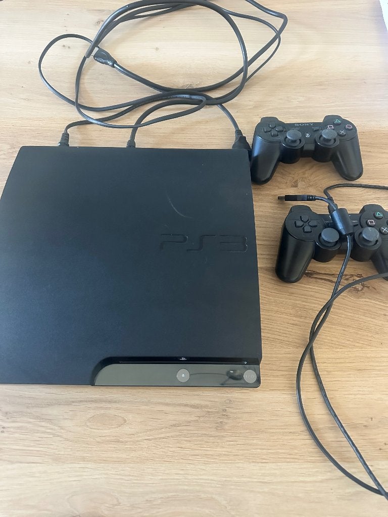 PS3 Slim 120 GB, Spelcomputers en Games, Spelcomputers | Sony PlayStation 3, Ophalen, Gebruikt, Met 2 controllers, 120 GB