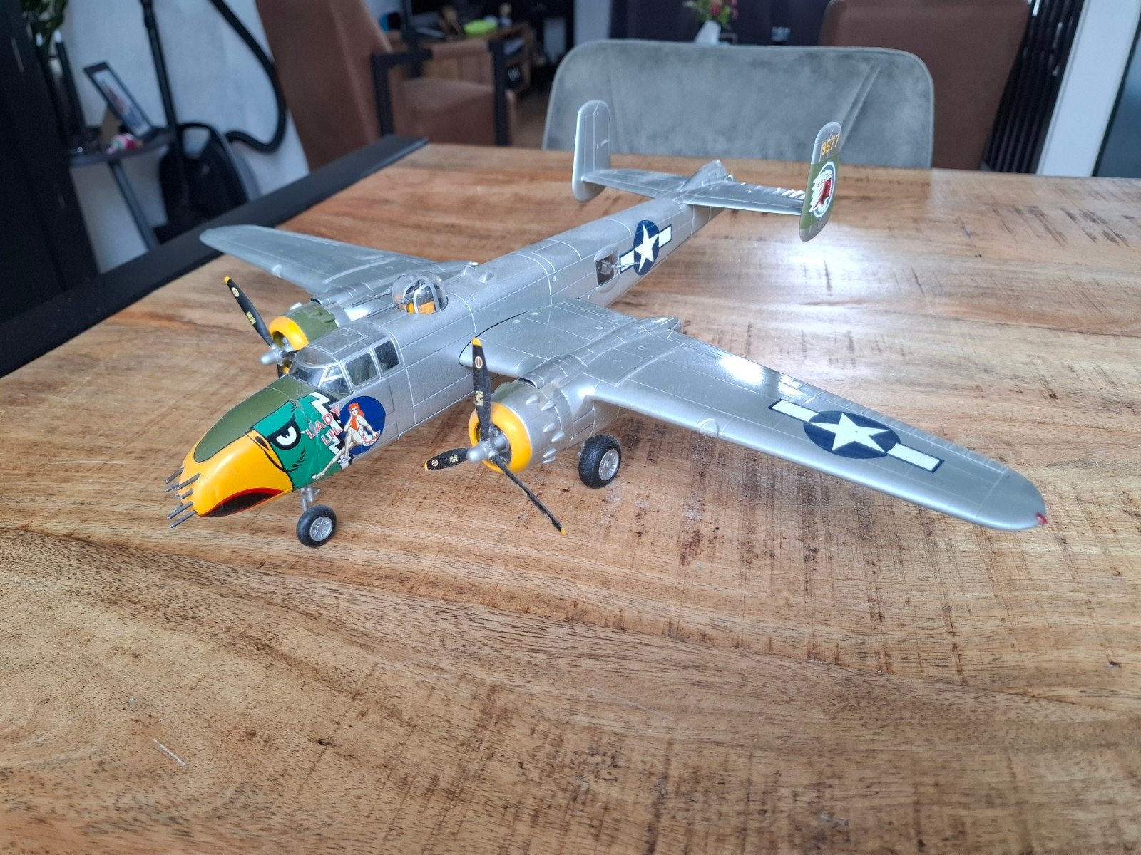 Metalen B25 Mitchell Bommenwerper Vliegtuig Model, Gebruikt, Groter dan 1:72, Vliegtuig, Ophalen