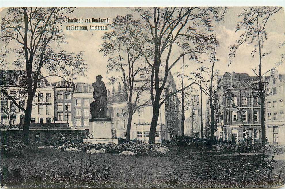 304-264-001 Amsterdam Standbeeld van Rembrandt en Plantsoen, Verzenden, Voor 1920, Noord-Holland