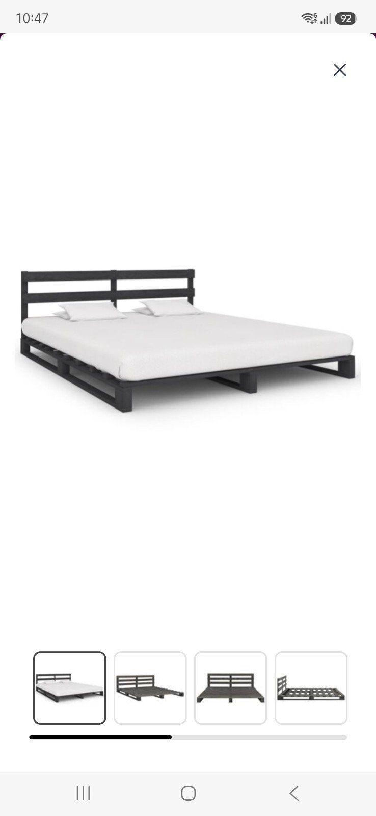 Houten bedframe van pallethout - grijs, Ophalen, Modern, industrieel, Tweepersoons, Zo goed als nieuw