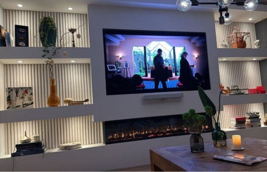 Cinewall stukadoor tegelzetter koof laminaat, Ophalen of Verzenden, Vrijstaande haard, Elektrische haard