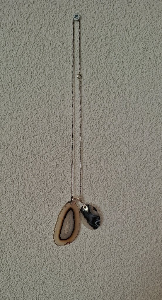 Zilveren ketting met echte agaat Hangers(835S., Verzenden, Zilver, Ketting, Met edelsteen