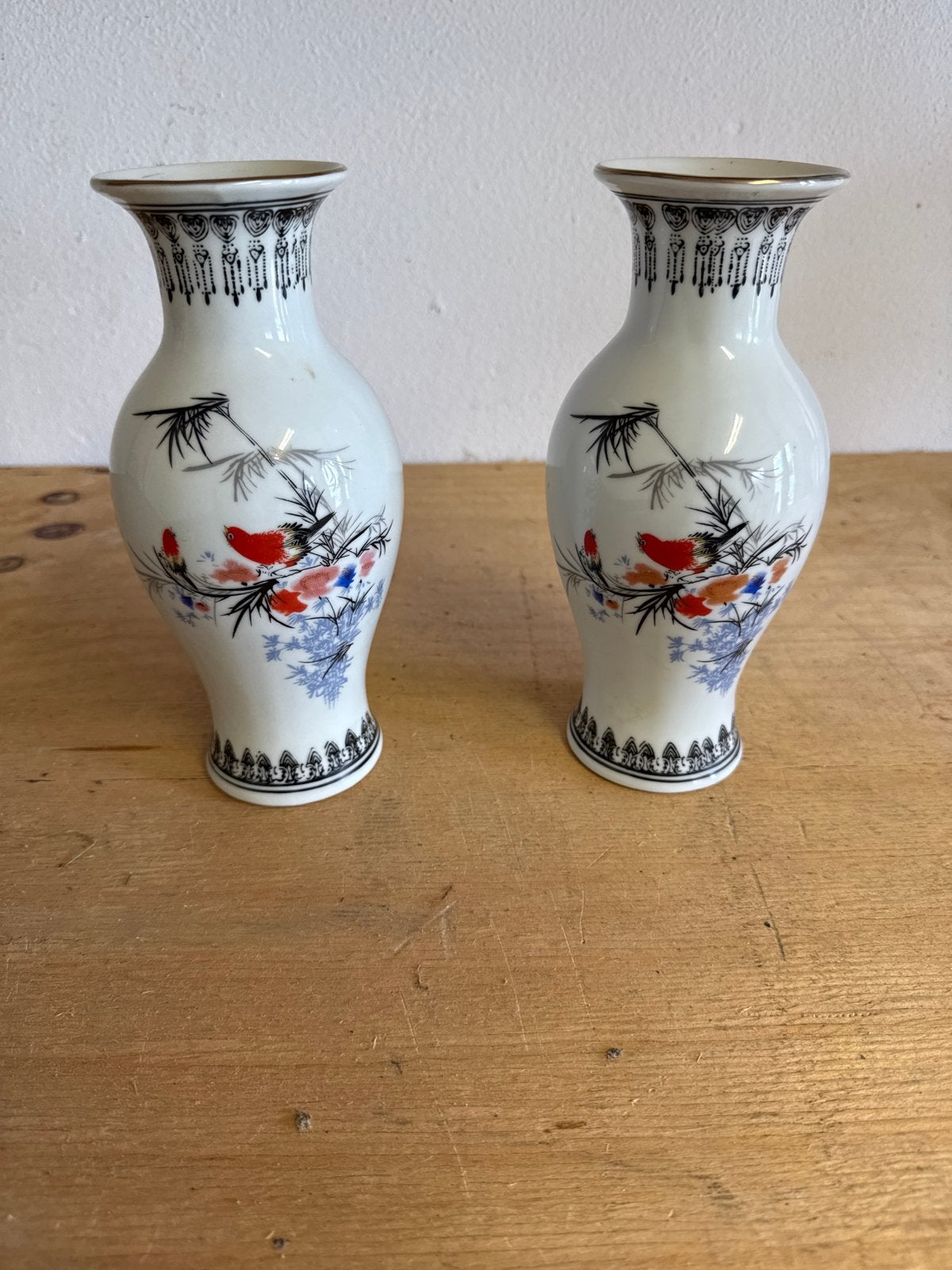 Set van 2 antieke Chinese vazen met vogeldecoratie, Antiek en Kunst, Antiek | Vazen, Ophalen of Verzenden