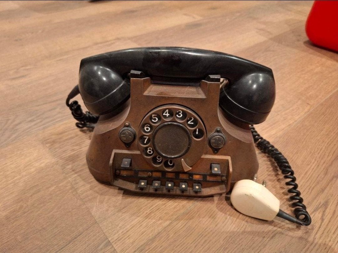 Vintage PTT Telefoon met Draaischijf en Bakeliet Hoorn, Ophalen, Gebruikt, Met draaischijf