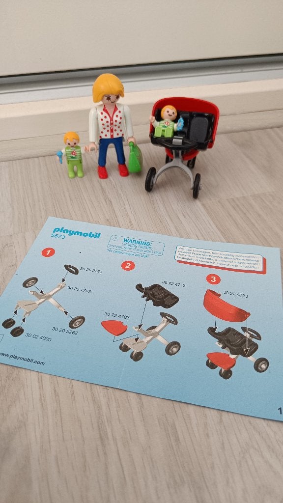 Playmobil Moeder met tweeling kinderwagen. 5573, Kinderen en Baby's, Speelgoed | Playmobil, Losse onderdelen, Ophalen of Verzenden