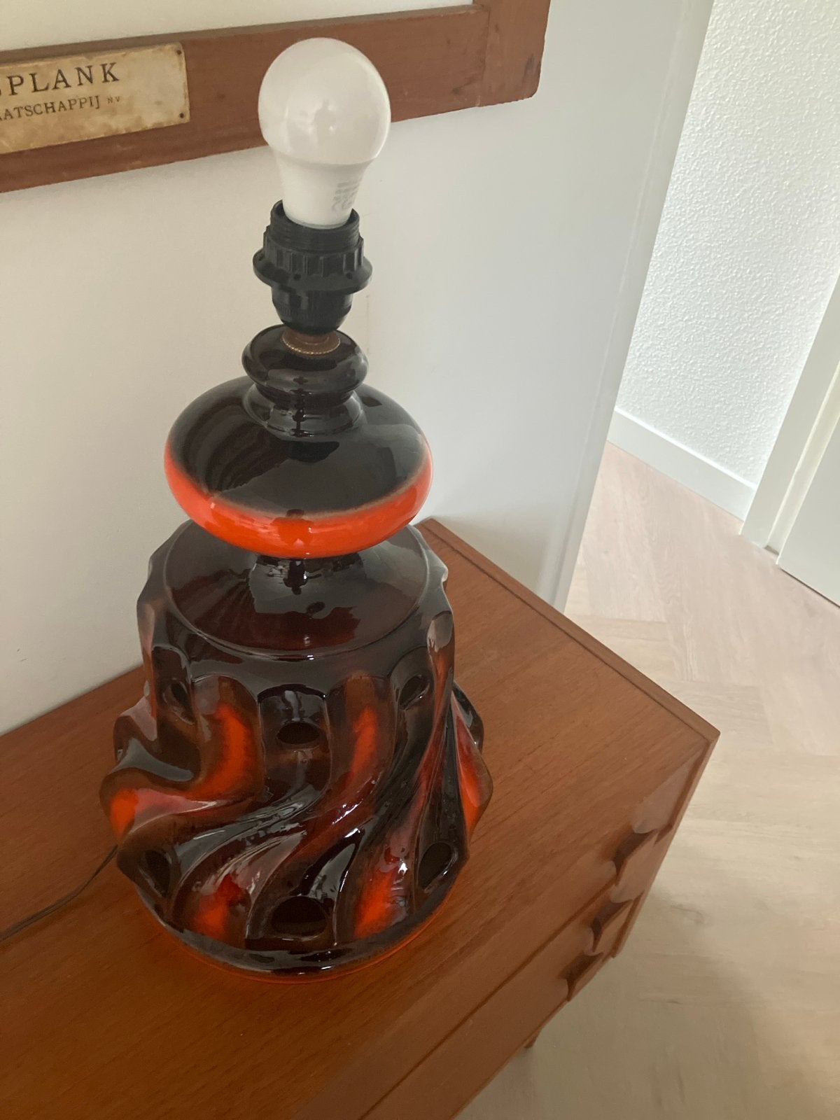 Vintage Fat Lava tafellamp met oranje en bruine tinten, Ophalen