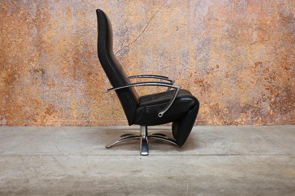 IZGStaat zwarte leren Jori Brainbuilder design relaxfauteuil, Jori, Minder dan 75 cm, Ophalen of Verzenden, Jori