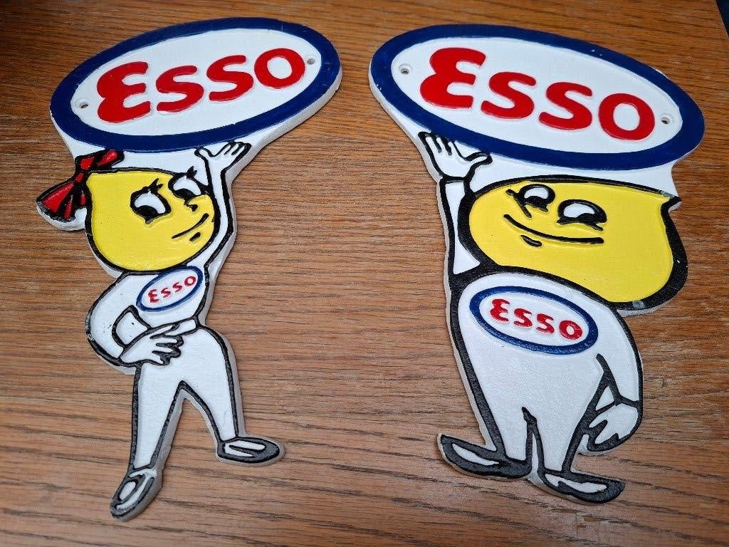 Gietijzeren reclameborden Esso Madame&Monsieur Goutte, Ophalen of Verzenden, Nieuw, Auto's