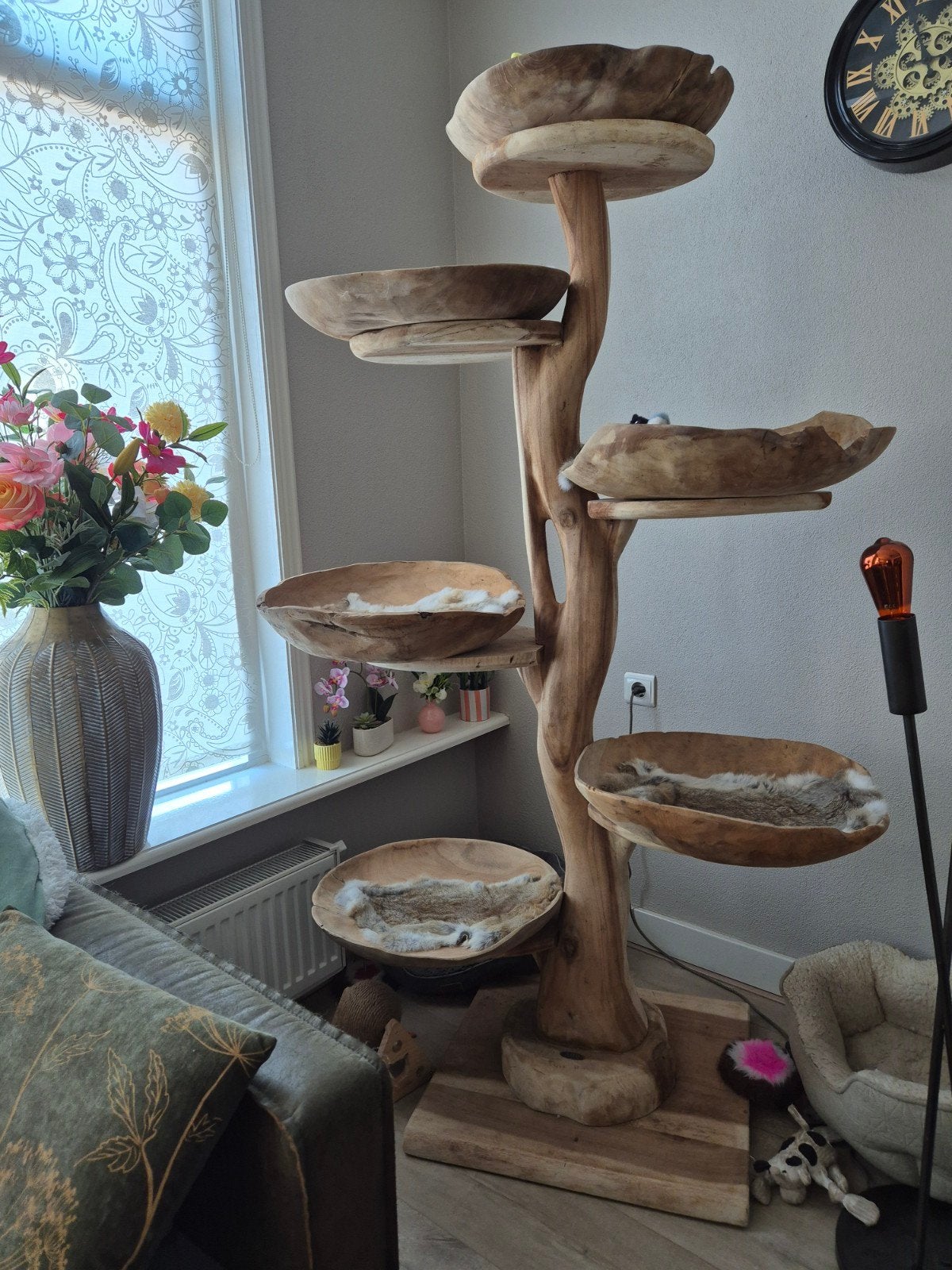 Prachtige massief teak houten krabpaal, Ophalen, Krabpaal