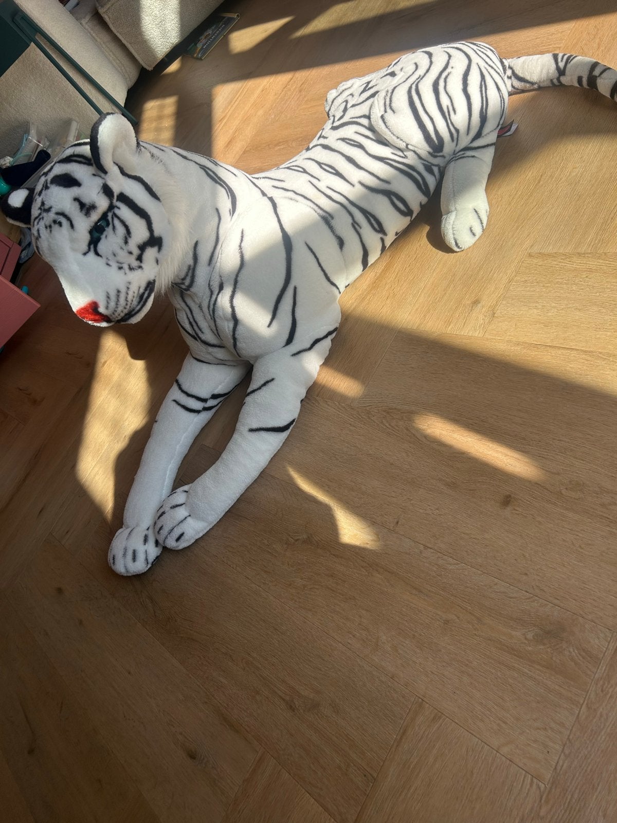 Grote witte tijger knuffel van Melissa & Doug, Ophalen of Verzenden, Zo goed als nieuw, Middelgroot (20 tot 80 cm), Wit