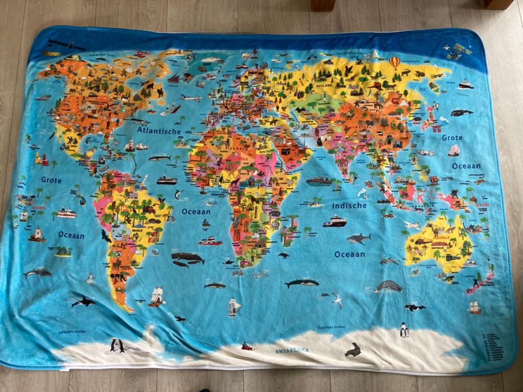 Vloerkleed wereldkaart met dieren, Kinderen en Baby's, Speelgoed | Speelkleden, Ophalen, Zo goed als nieuw