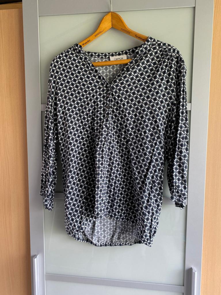 Cartoon blouse driekwart mouw maat 42, Ophalen of Verzenden, Gedragen, Maat 42/44 (L), Blauw