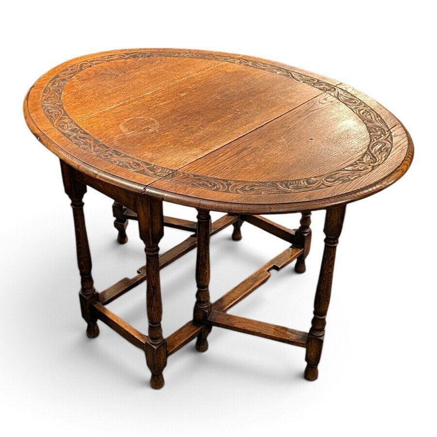 19e-eeuwse gateleg tafel, gestoken blad, Antiek en Kunst, Ophalen of Verzenden
