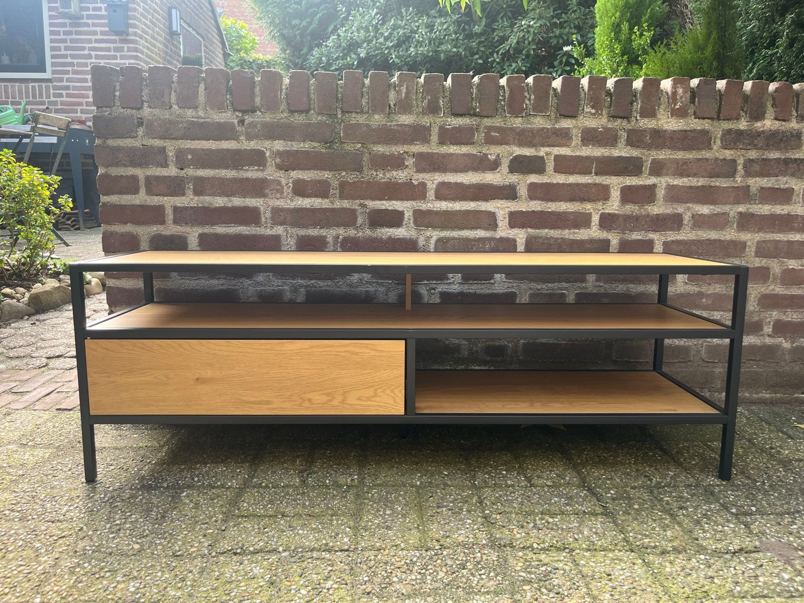 Jysk Trappedal TV-meubel met lade - gebruikt, Ophalen, Gebruikt, 100 tot 150 cm, Minder dan 100 cm