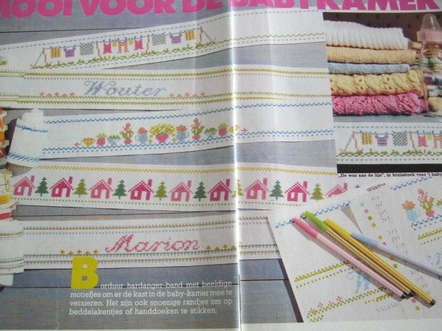 Borduurpatroon  Randje Waslijn Baby Huisje  nr 9075 do, Verzenden, Nieuw, Handborduren, Patroon