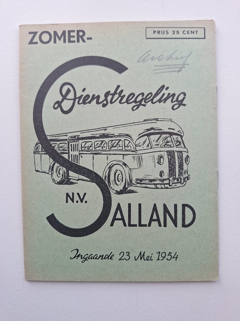 SALLAND DEVENTER ZOMERDIENSTREGELING INGAANDE - 23 MEI 1954, Ophalen of Verzenden, Gebruikt, Bus of Metro, Boek of Tijdschrift