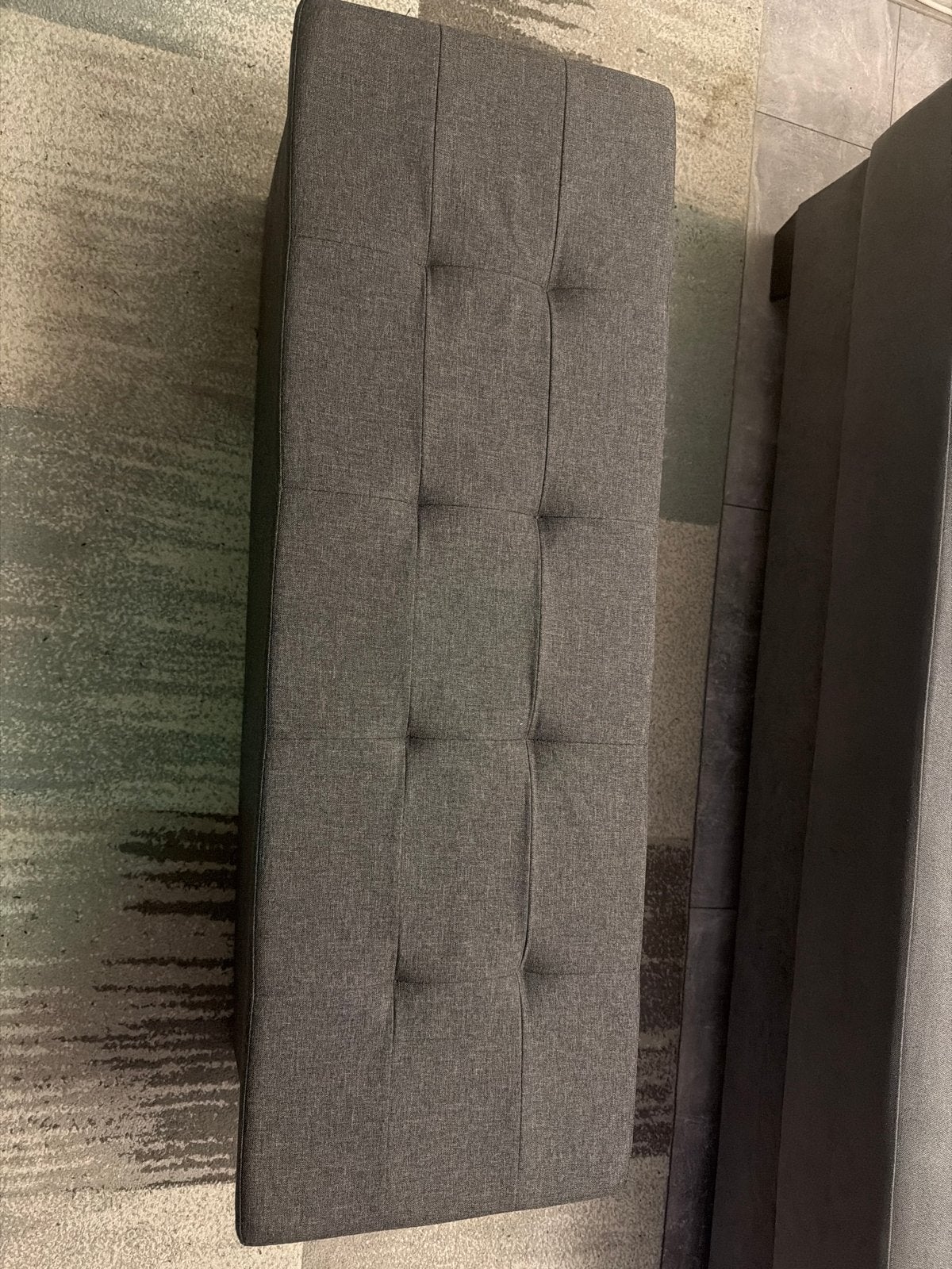 Grijze poef met opbergruimte, Ophalen, Minder dan 50 cm, Gebruikt, 100 tot 125 cm