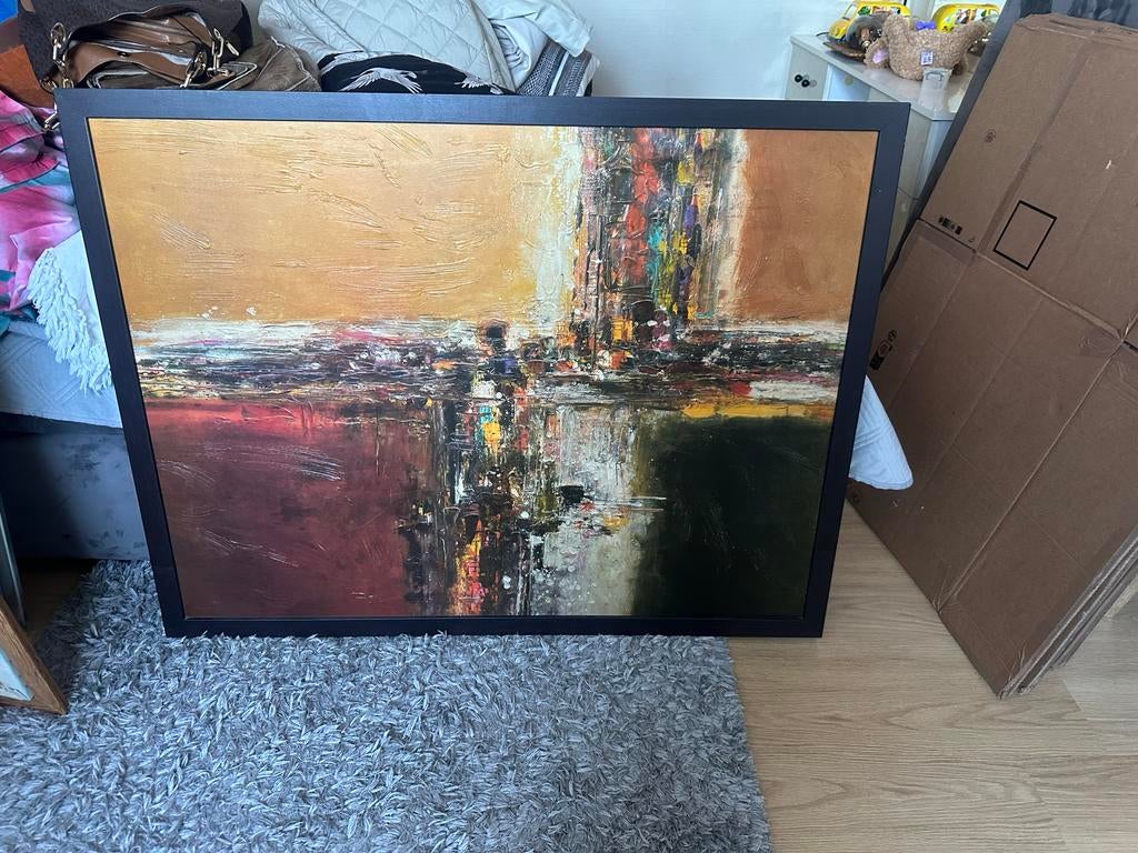 Groot abstract schilderij met lijst, Ophalen