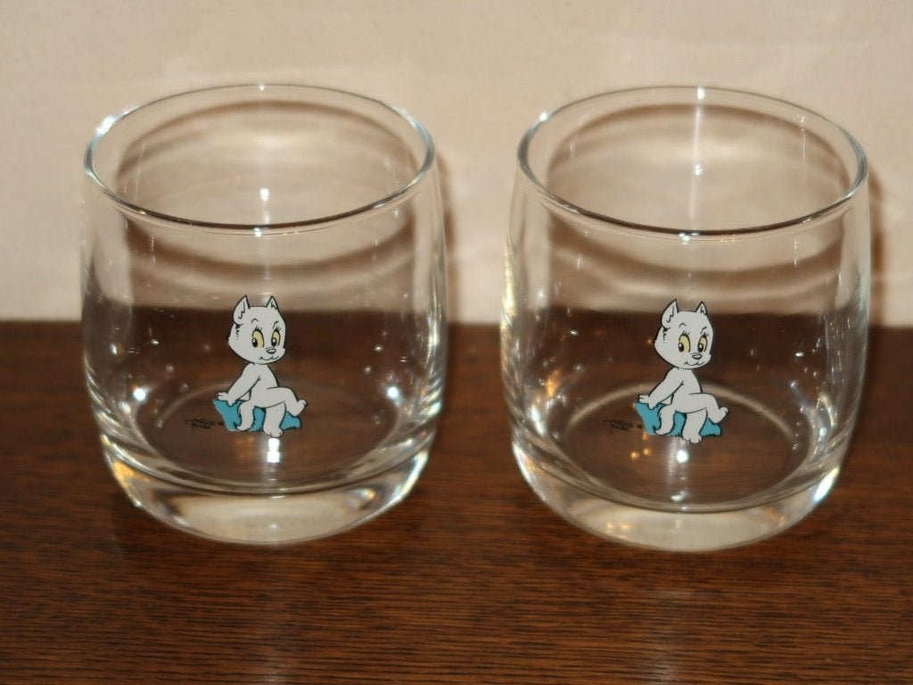 2 x vintage Tom Poes whiskyglas Maarten Toonder 1998, Verzenden, Olivier B, Bommel en Tom Poes, Zo goed als nieuw, Gebruiksvoorwerp