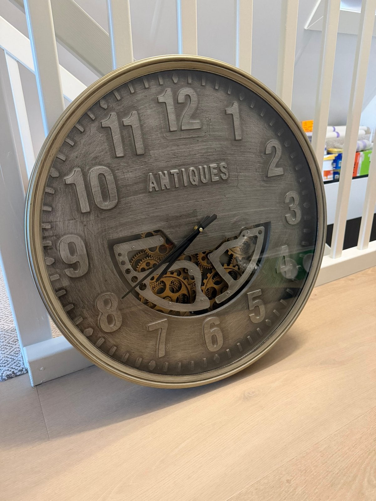 Industriële Wandklok, met bewegende tandwielen, Ophalen, Wandklok, Analoog, Nieuw