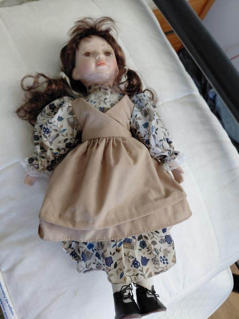 Vintage porseleinen pop - 40 cm, Ophalen of Verzenden, Gebruikt, Pop