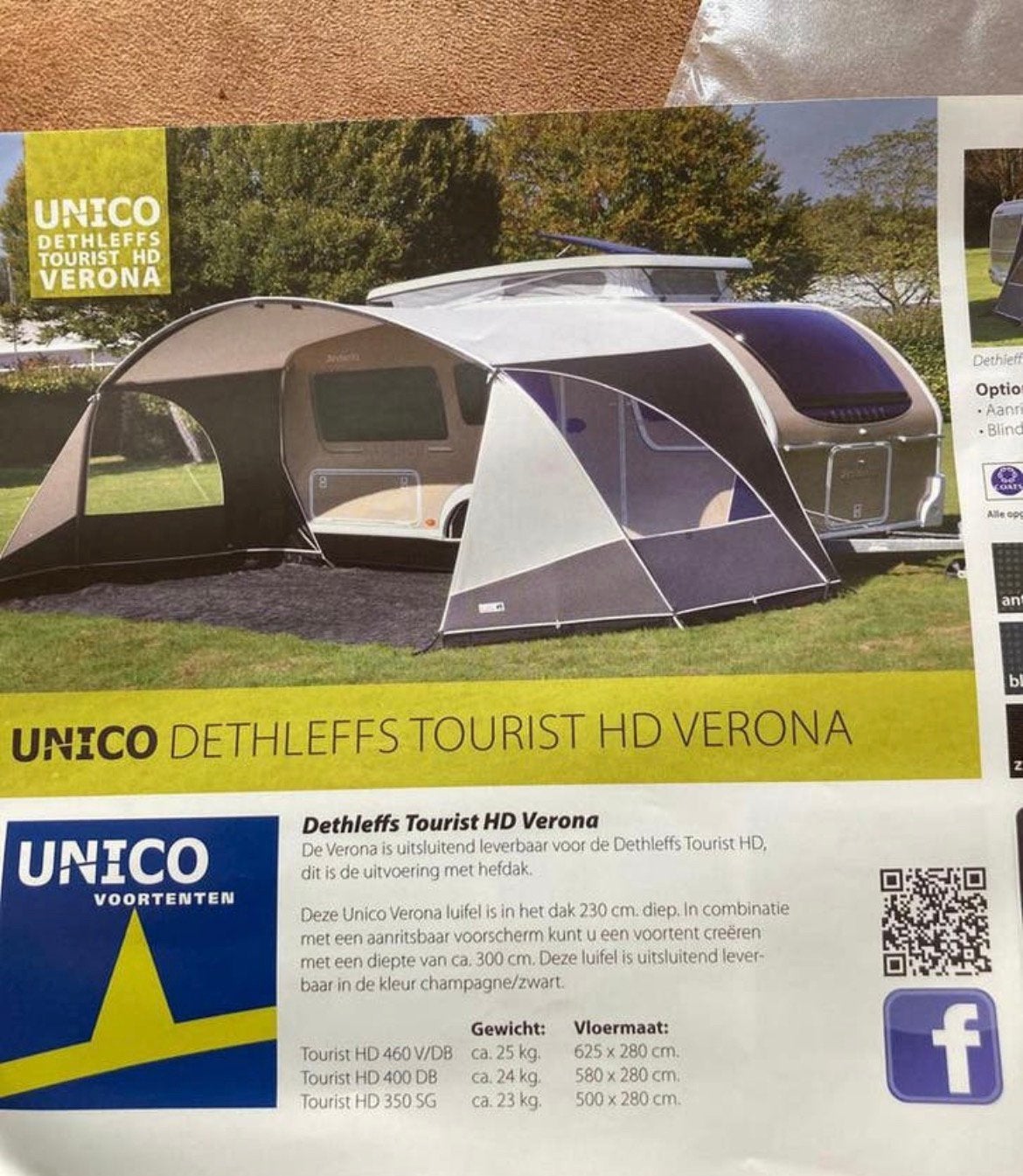 Mooie complete voortent van Unico Verona Tourist  460 HD, Ophalen, Zo goed als nieuw, Tot en met 4