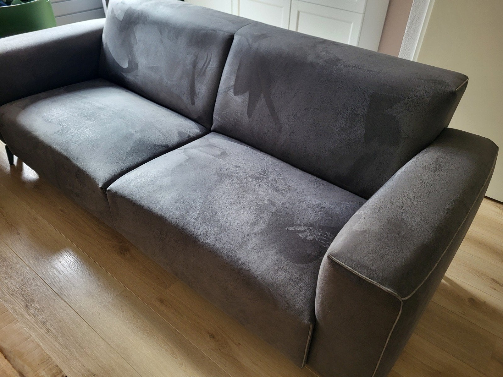 Grijze 3zitsbank van stof - Comfortabel en stijlvol, Ophalen, Gebruikt, Driepersoons, 75 tot 100 cm