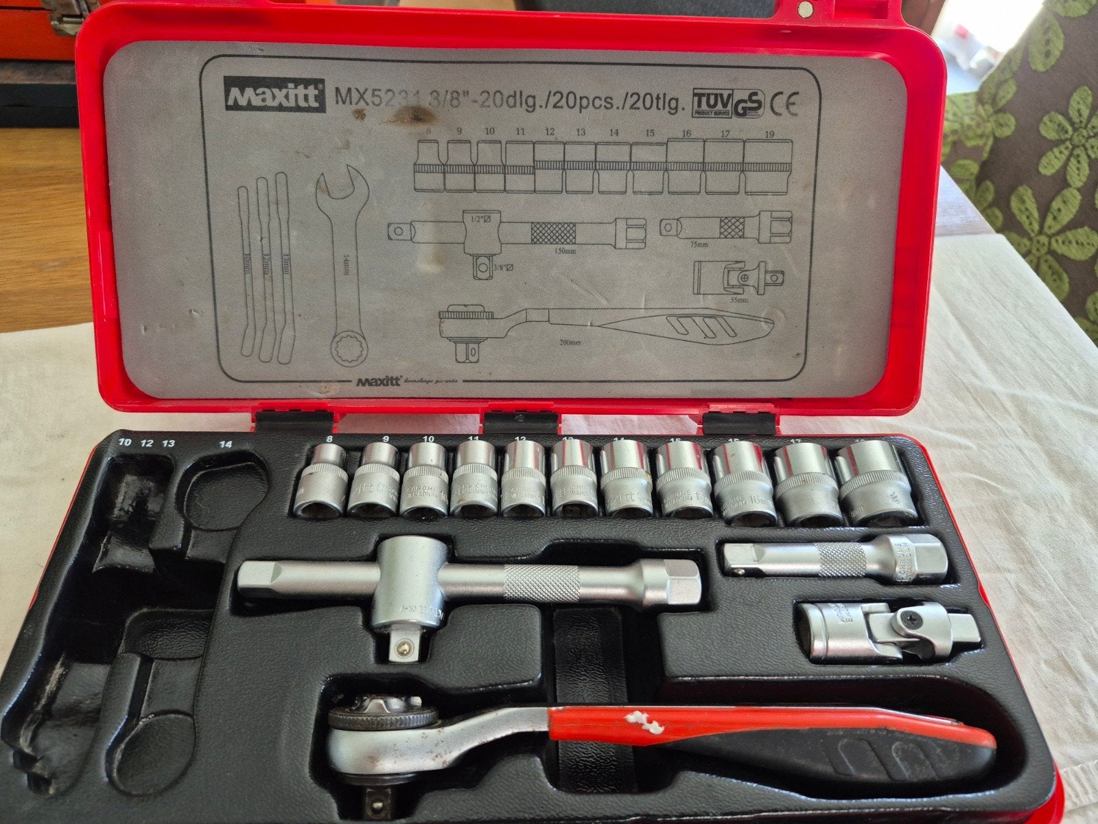 Maxitt MX52343/8" Dopsleutelset - 20-delig, Doe-het-zelf en Verbouw, Gereedschap | Handgereedschap, Ophalen