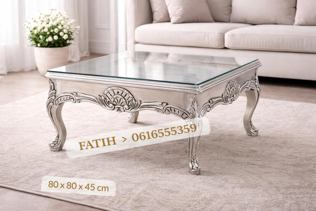 Barok salontafel – zilver met glasplaat, Huis en Inrichting, Tafels | Salontafels, 50 tot 100 cm, Ophalen of Verzenden, Zo goed als nieuw
