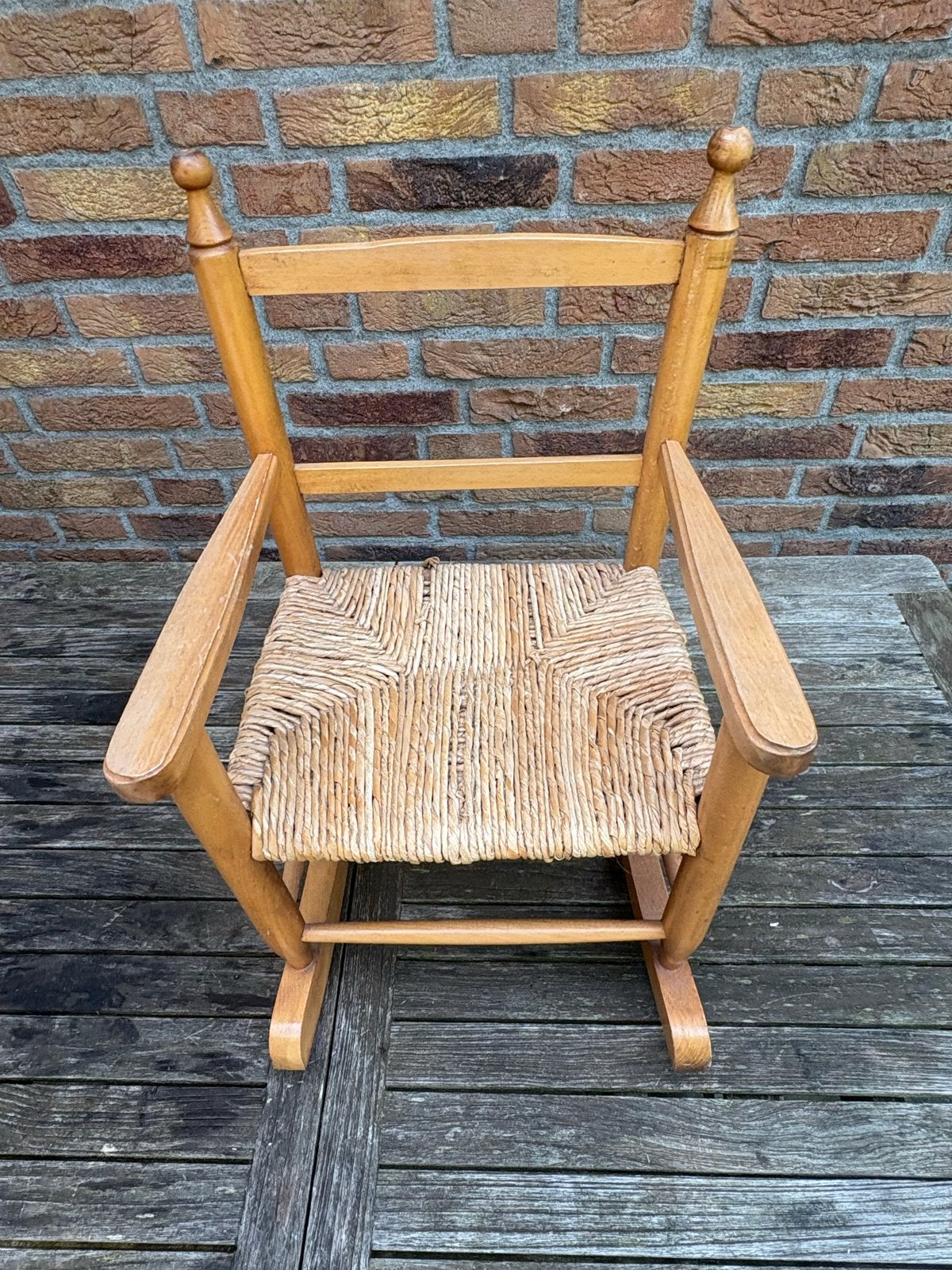 Vintage Kinder Schommelstoel met Rotan Zitting, Ophalen