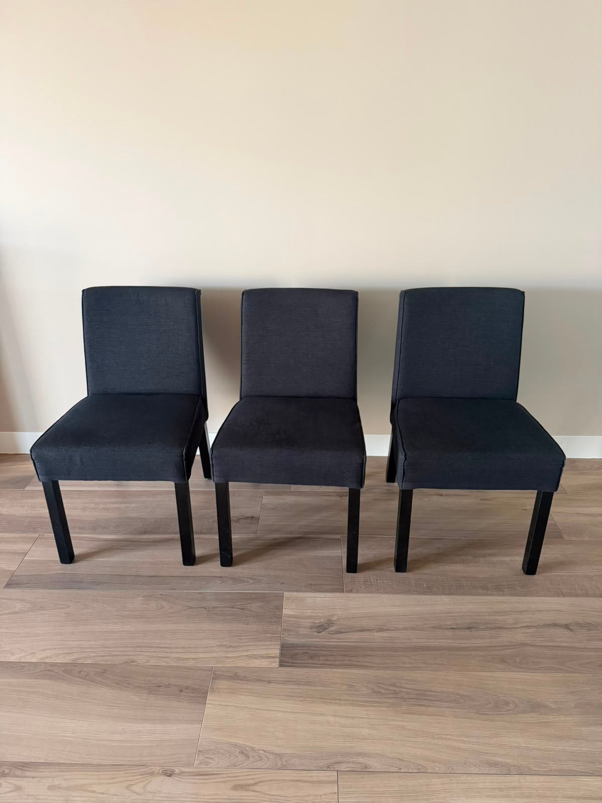 3 eetkamerstoelen zwart/antraciet, Huis en Inrichting, Stoelen, Ophalen, Gebruikt, Zwart, Stof