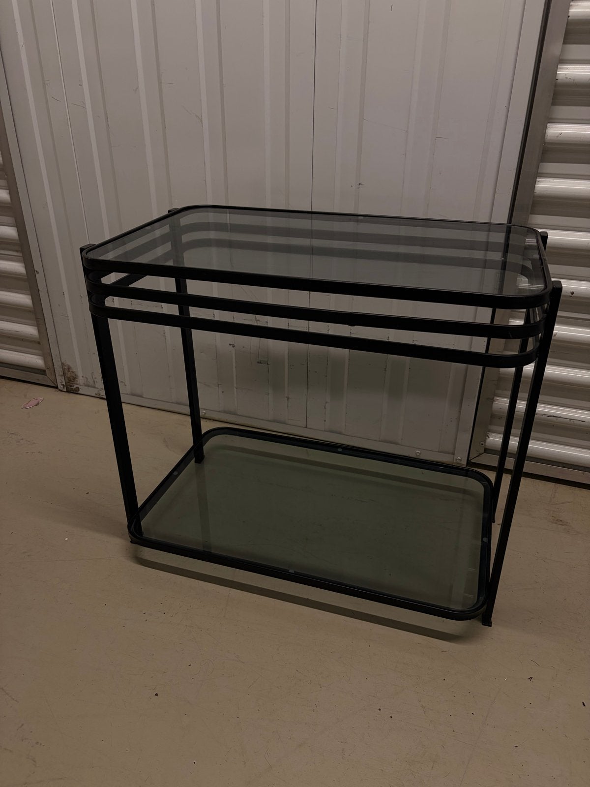 Bijzettafel Loods 5 met glazen platen, 45 tot 60 cm, Gebruikt, Glas, Rechthoekig