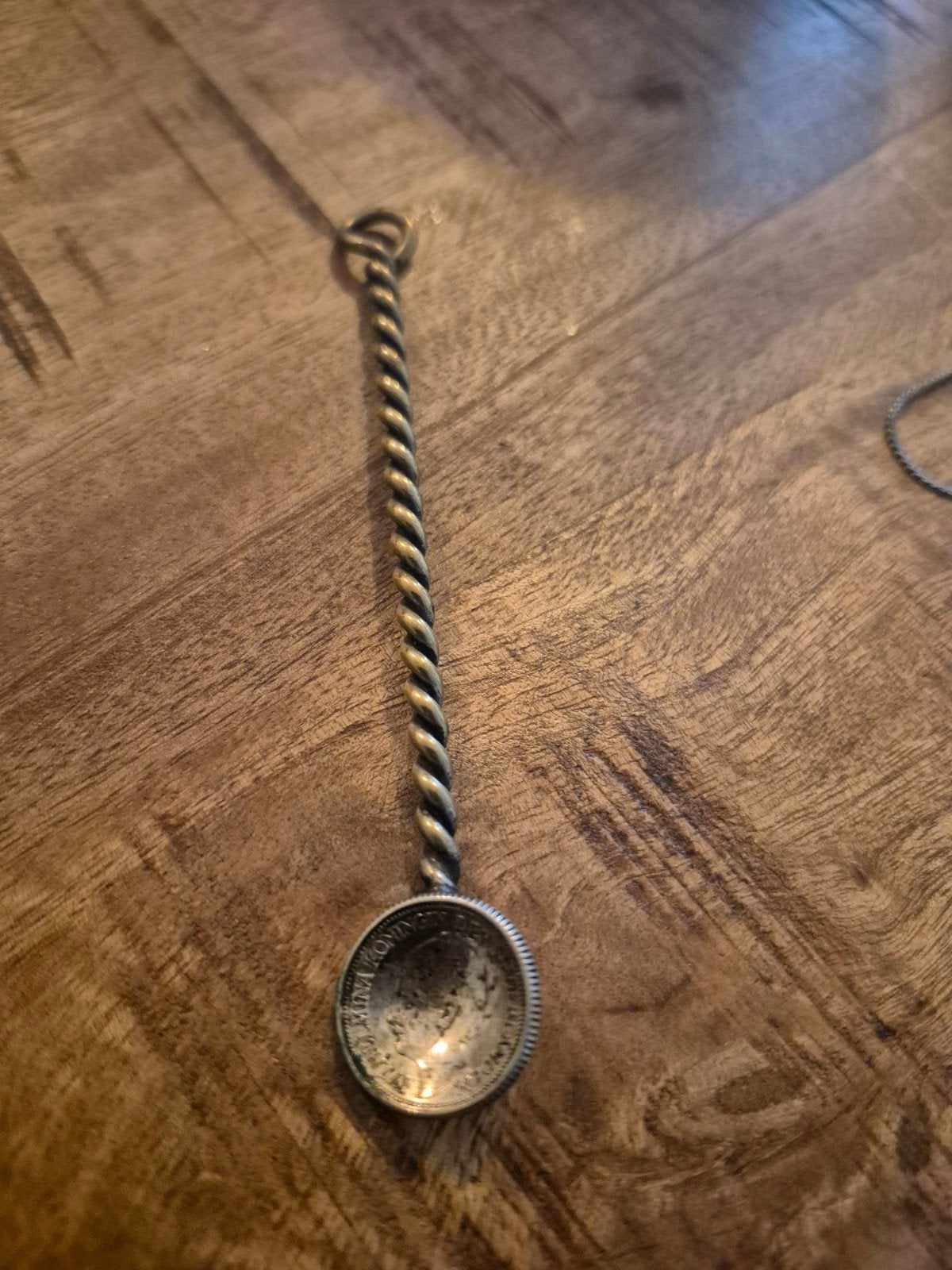 Zilveren theelepel met munt (25 cent 1919), Antiek en Kunst, Ophalen of Verzenden