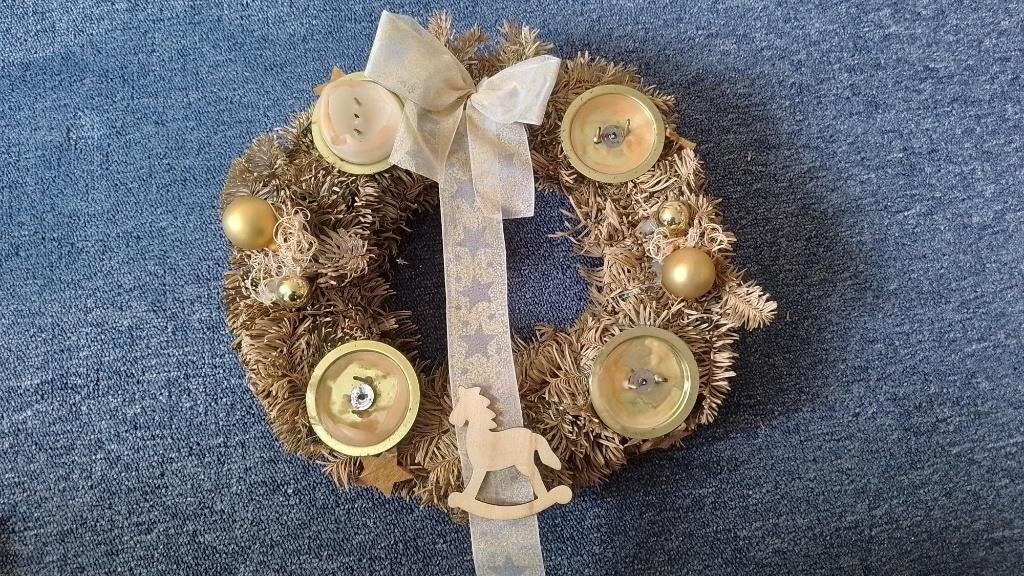 kerstkrans met kaarshouders, Ophalen of Verzenden, Gebruikt