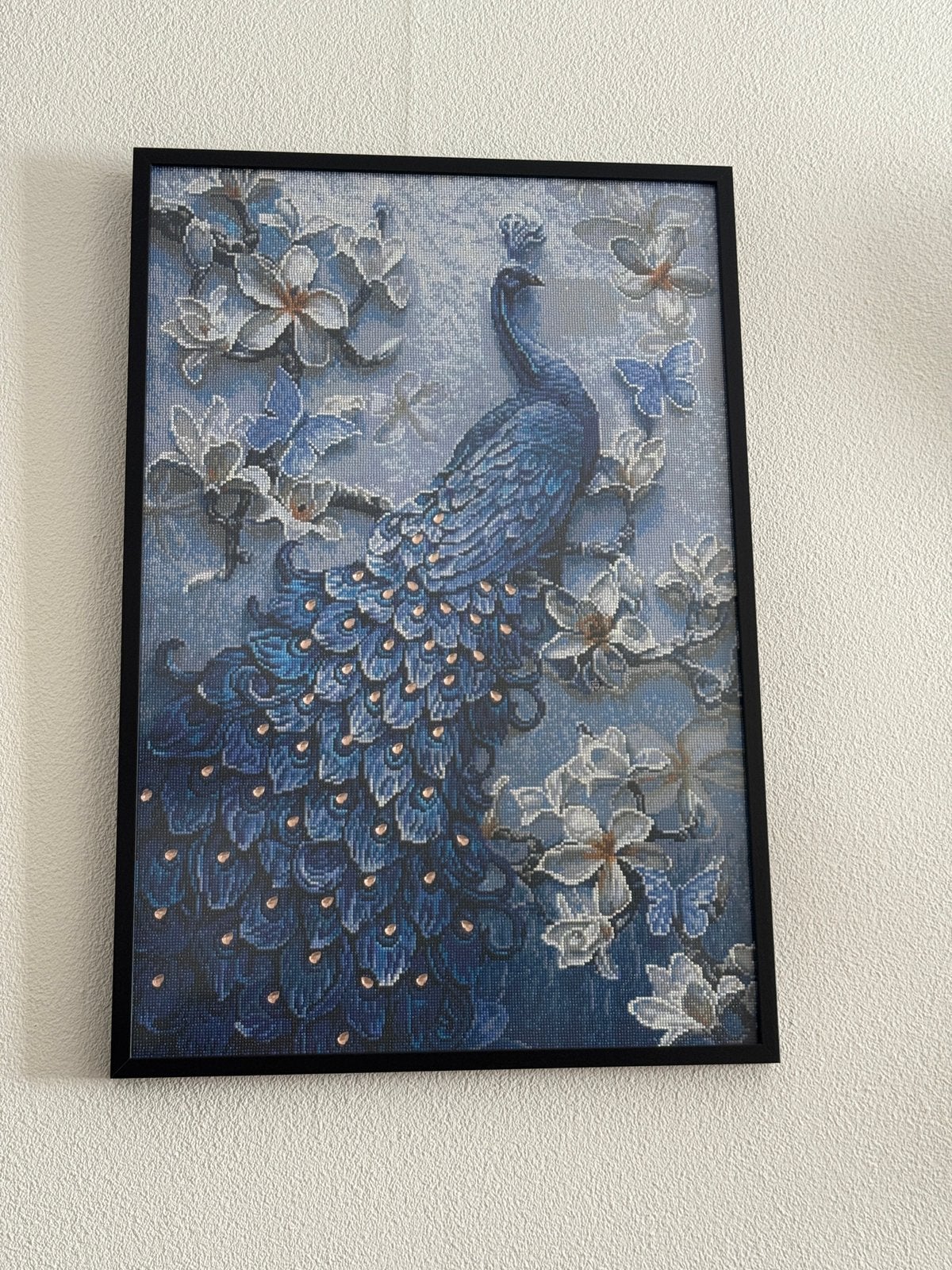 Diamond painting groot schilderij Pauw blauw paars, Ophalen, 50 – 75, Nieuw, 75 tot 100 cm