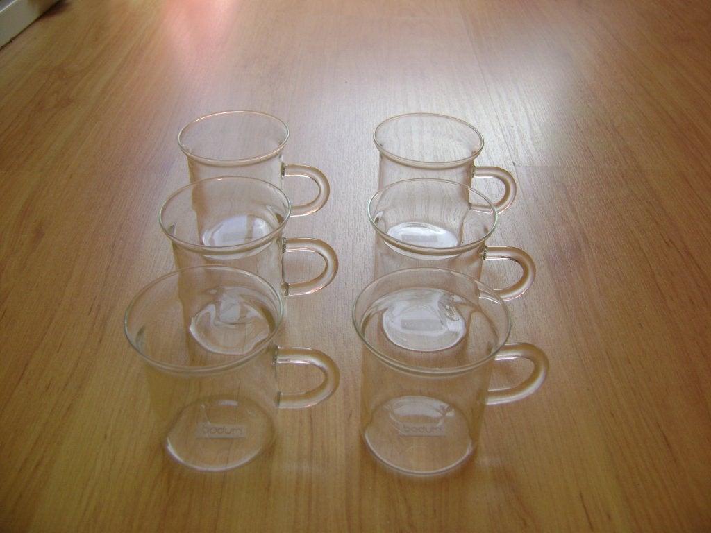 Bodum theeglazen met oor 6 stuks, Glas of Glazen, Ophalen of Verzenden, Effen, Glas