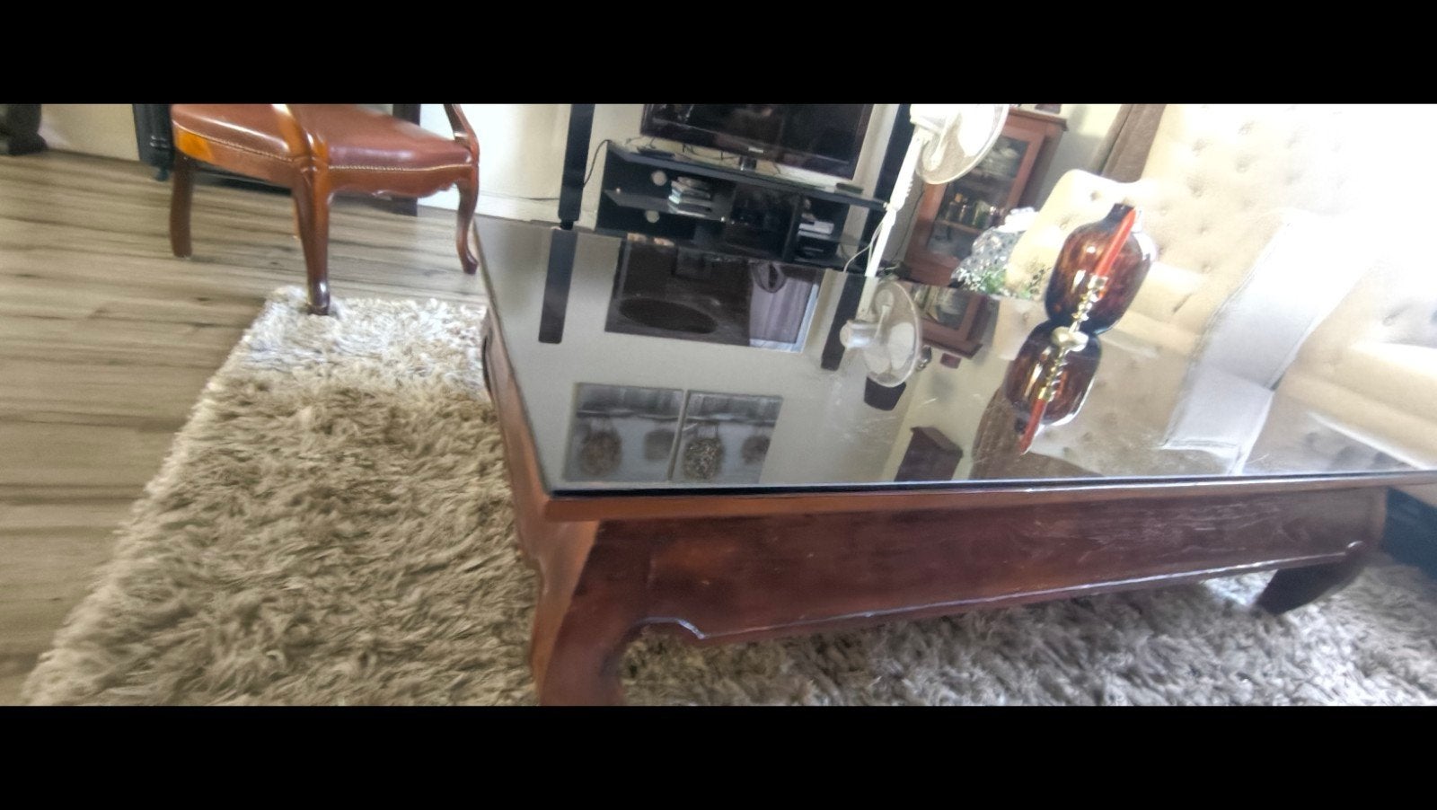 Prachtige salontafel met glazen blad – klassiek / art-deco g, Huis en Inrichting, Ophalen, Gebruikt, 100 tot 150 cm, 50 tot 100 cm