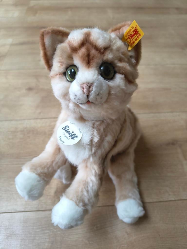 Steiff knopf im ohr poes Mizzy, Ophalen of Verzenden, Met label, Zo goed als nieuw, Kat