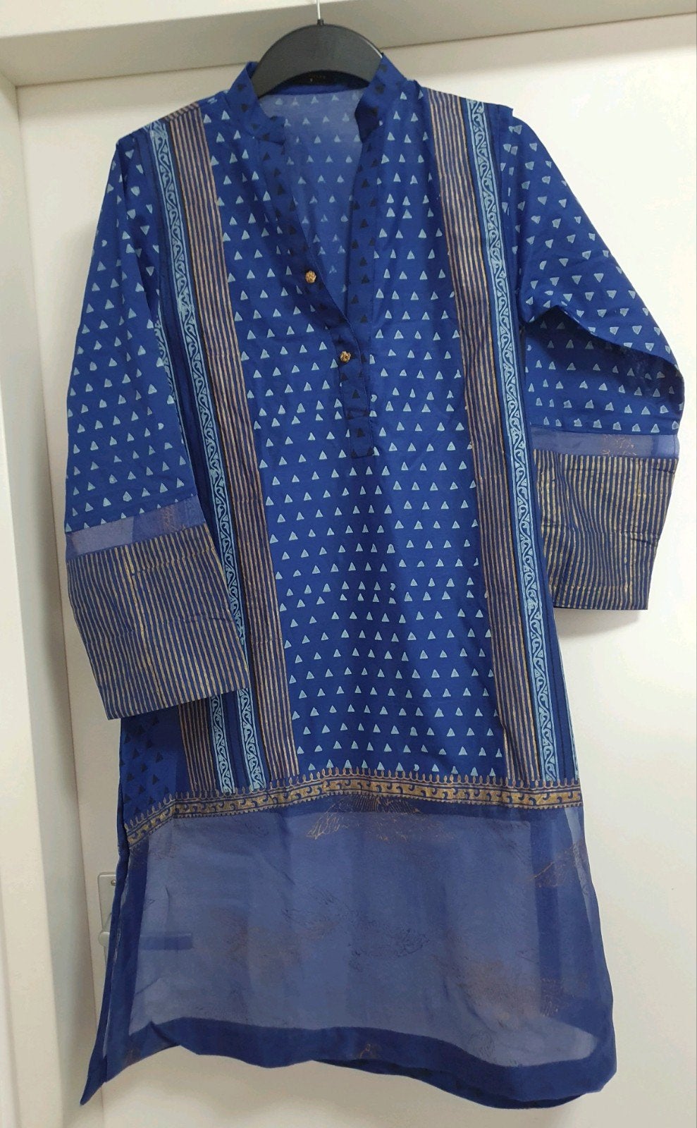 Kurta Maat S - Blauw met gouden details een keer gedragen, Blauw, Sapphire, Ophalen of Verzenden, Zo goed als nieuw