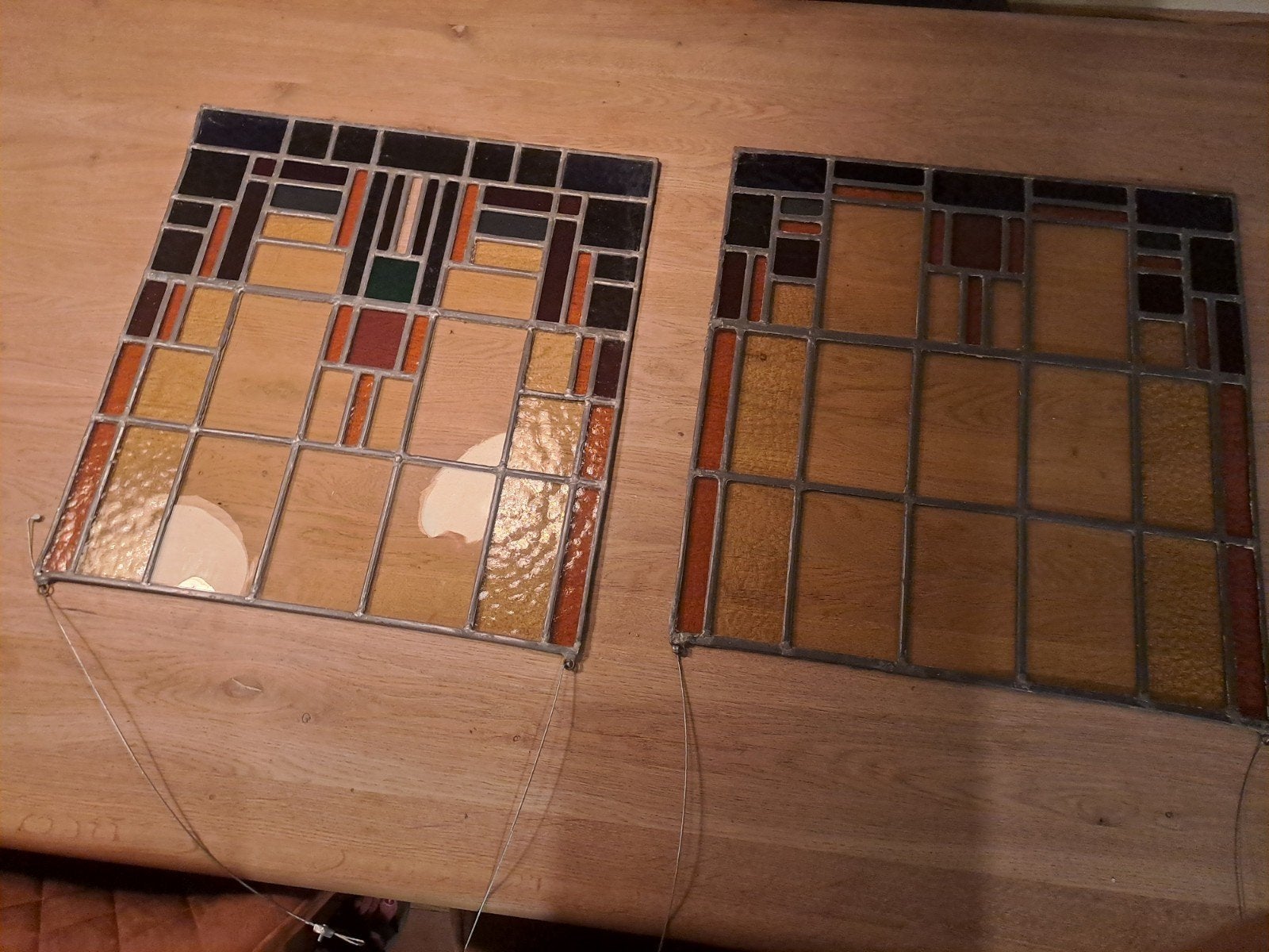 Set van 2 glas-in-lood panelen, art deco stijl, Ophalen