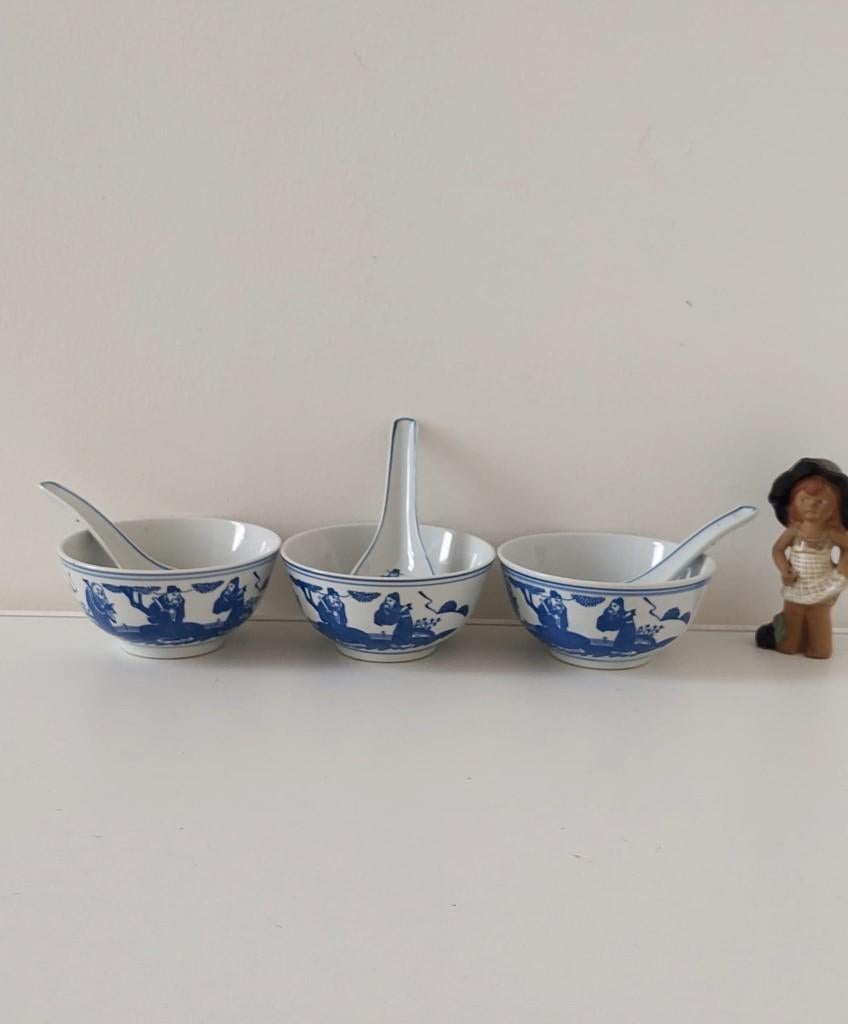 3 Chinese  porseleinen rijstkommen soep kom rijst vintage, Eu, Eu, Ophalen of Verzenden, Zo goed als nieuw
