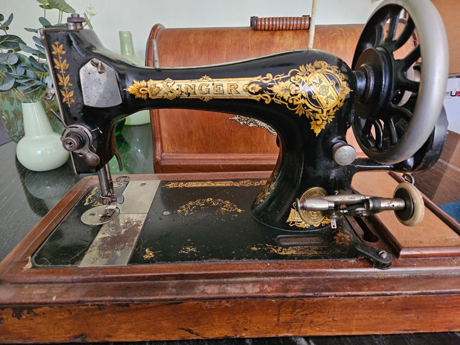 Antieke Singer Naaimachine met Houten Kap - Decoratief, Ophalen